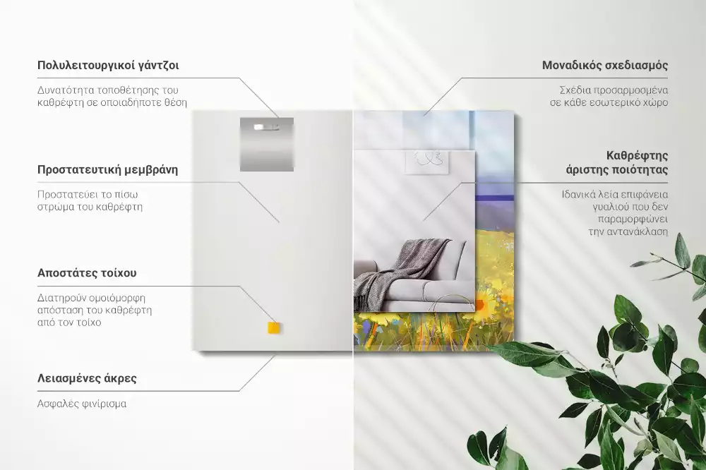 Decorațiuni perete cu oglindă Câmp de floarea-soarelui