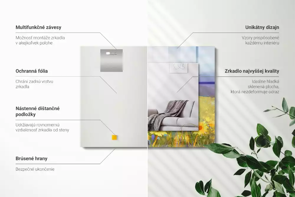 Decorațiuni perete cu oglindă Câmp de floarea-soarelui