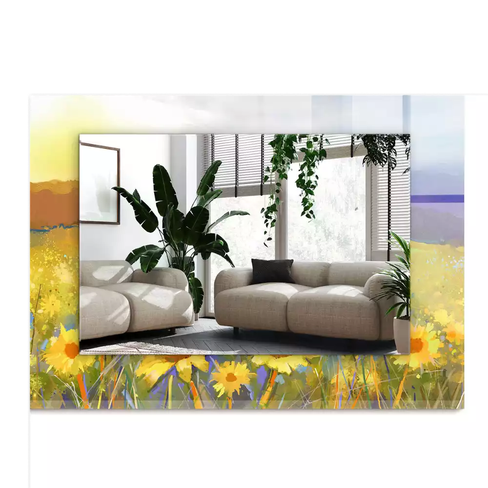 Decorațiuni perete cu oglindă Câmp de floarea-soarelui