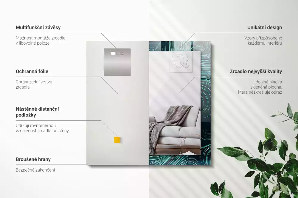 Decorațiuni perete cu oglindă Linii modele abstracte