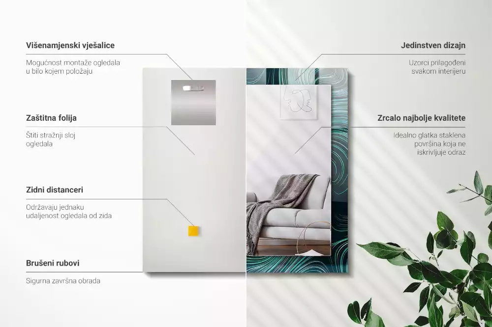 Decorațiuni perete cu oglindă Linii modele abstracte