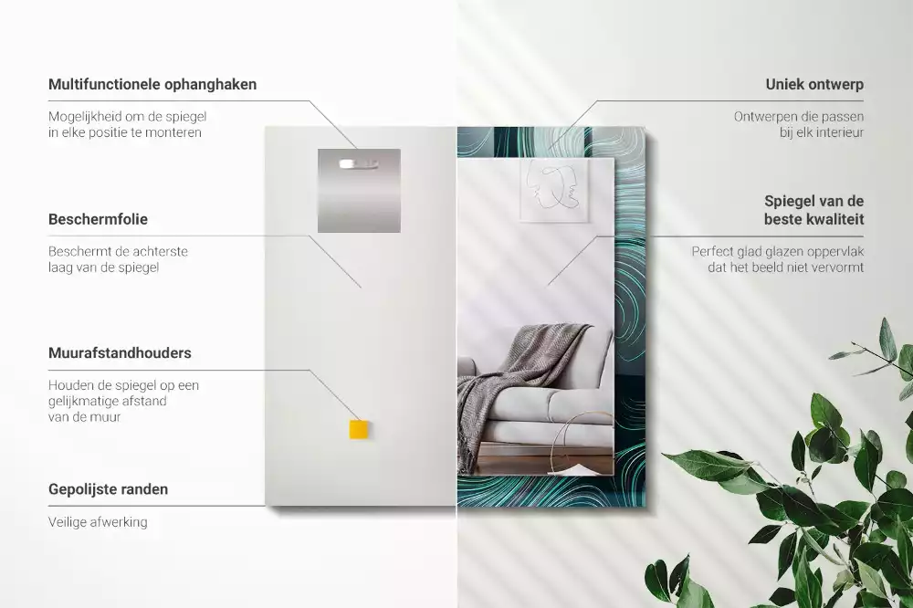 Decorațiuni perete cu oglindă Linii modele abstracte