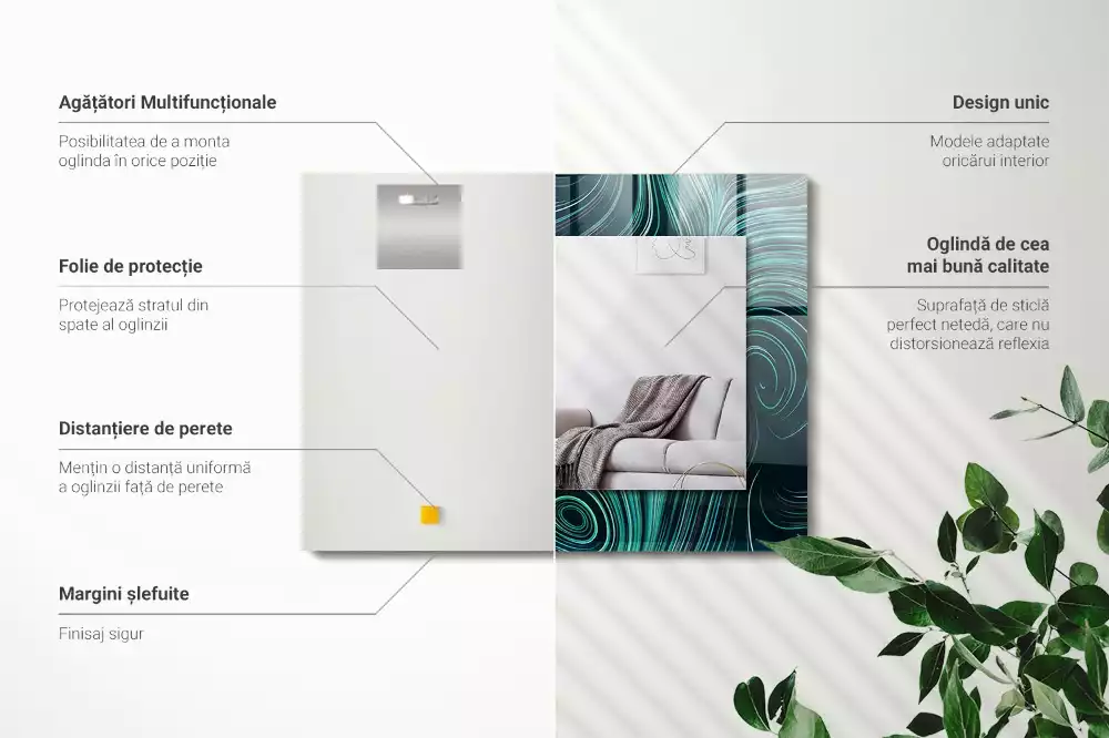 Decorațiuni perete cu oglindă Linii modele abstracte