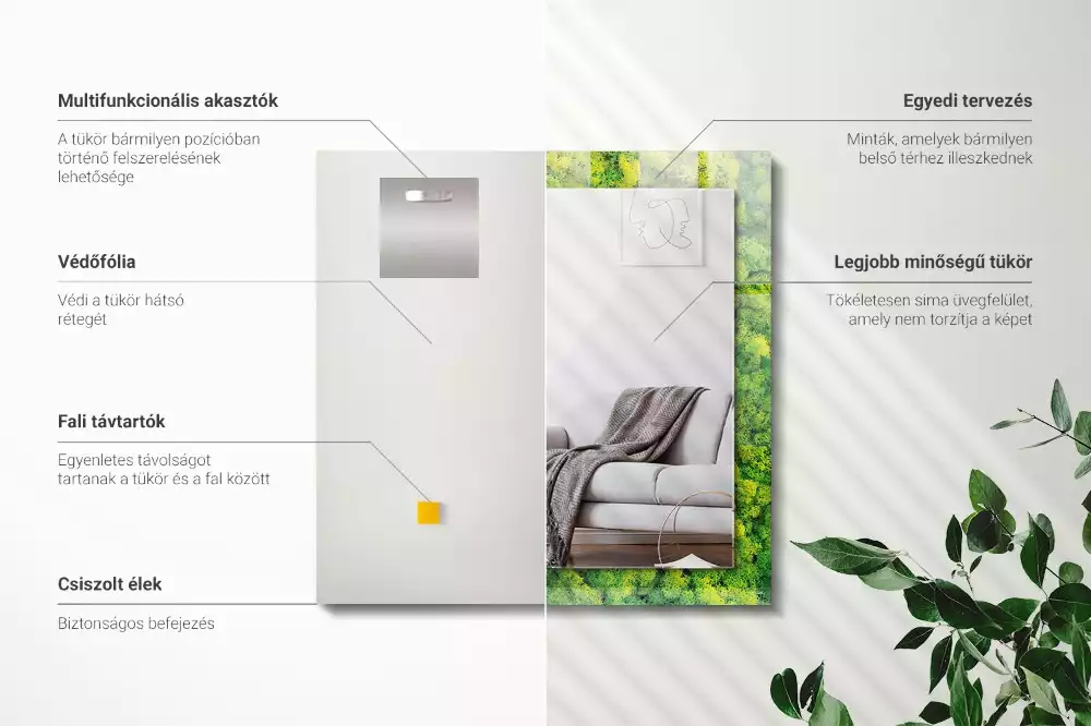 Oglindă imprimată Mușchi verde