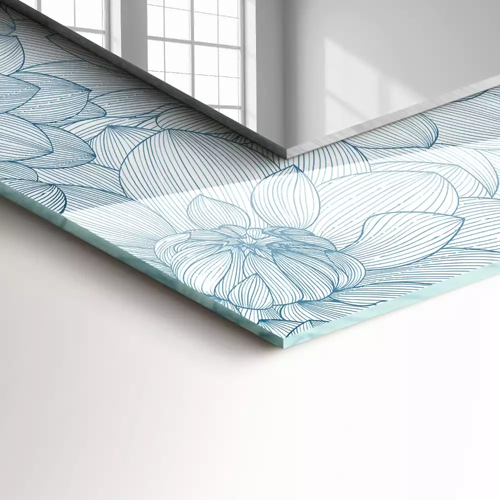 Decorațiuni perete cu oglindă Model flori albastre