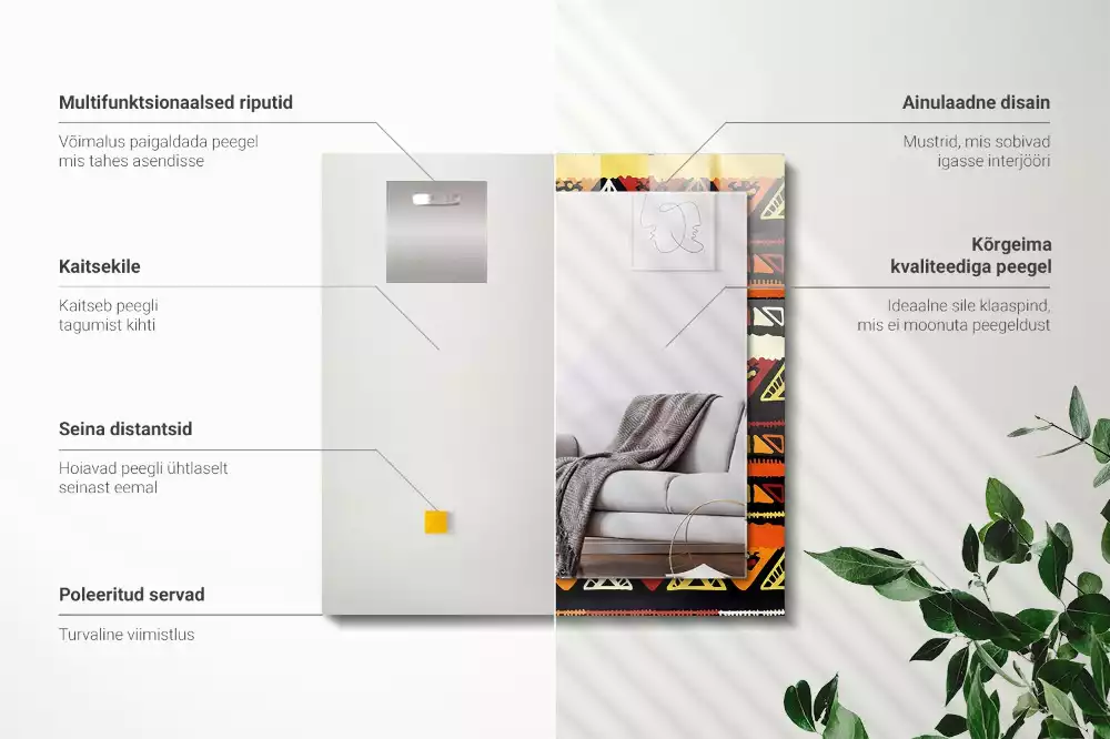 Decorațiuni de perete cu oglinzi Model etnic colorat