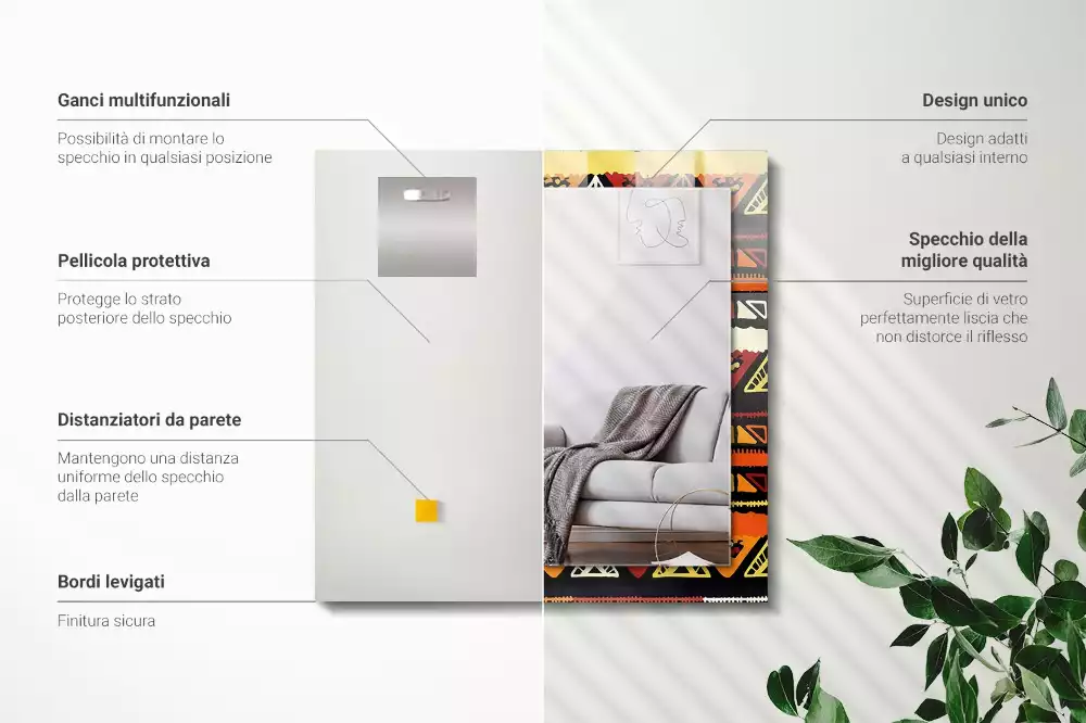 Decorațiuni de perete cu oglinzi Model etnic colorat