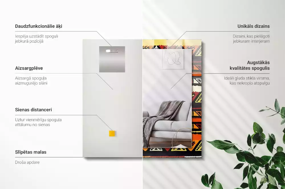 Decorațiuni de perete cu oglinzi Model etnic colorat