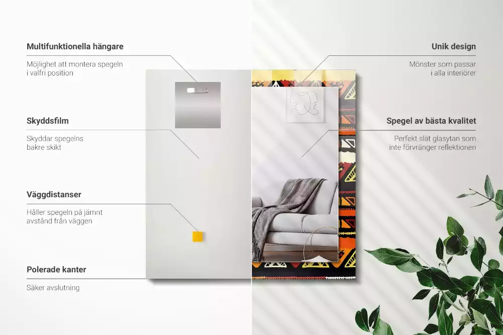 Decorațiuni de perete cu oglinzi Model etnic colorat