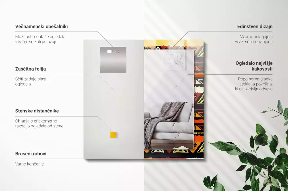 Decorațiuni de perete cu oglinzi Model etnic colorat