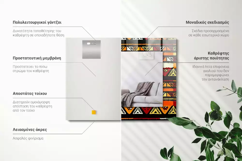 Decorațiuni de perete cu oglinzi Model etnic colorat