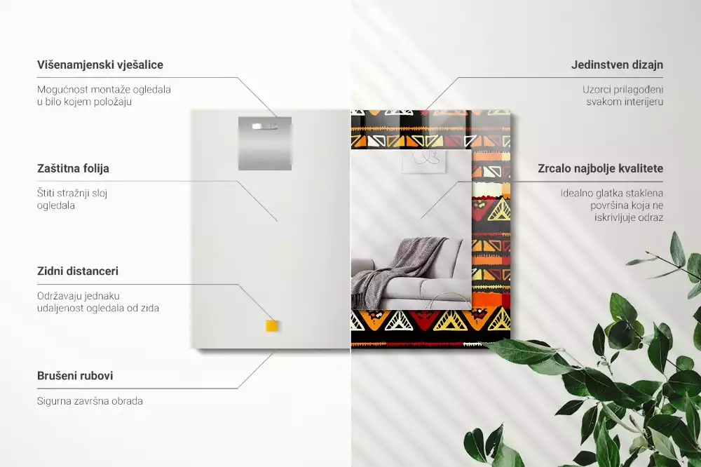 Decorațiuni de perete cu oglinzi Model etnic colorat