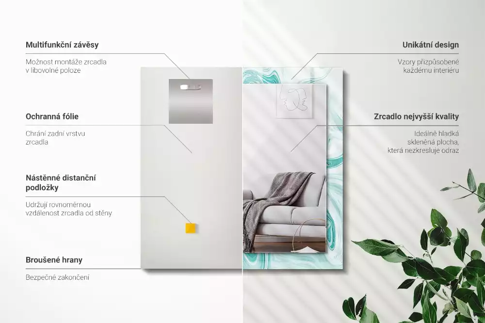 Decorațiuni perete cu oglindă Model marmură abstractă