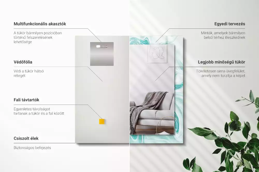 Decorațiuni perete cu oglindă Model marmură abstractă