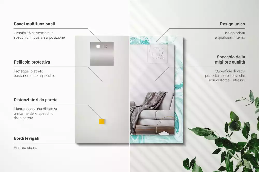 Decorațiuni perete cu oglindă Model marmură abstractă