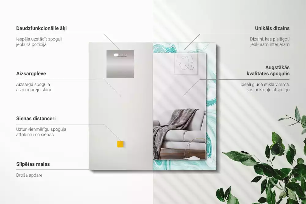 Decorațiuni perete cu oglindă Model marmură abstractă