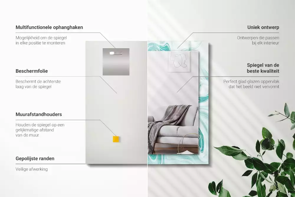 Decorațiuni perete cu oglindă Model marmură abstractă