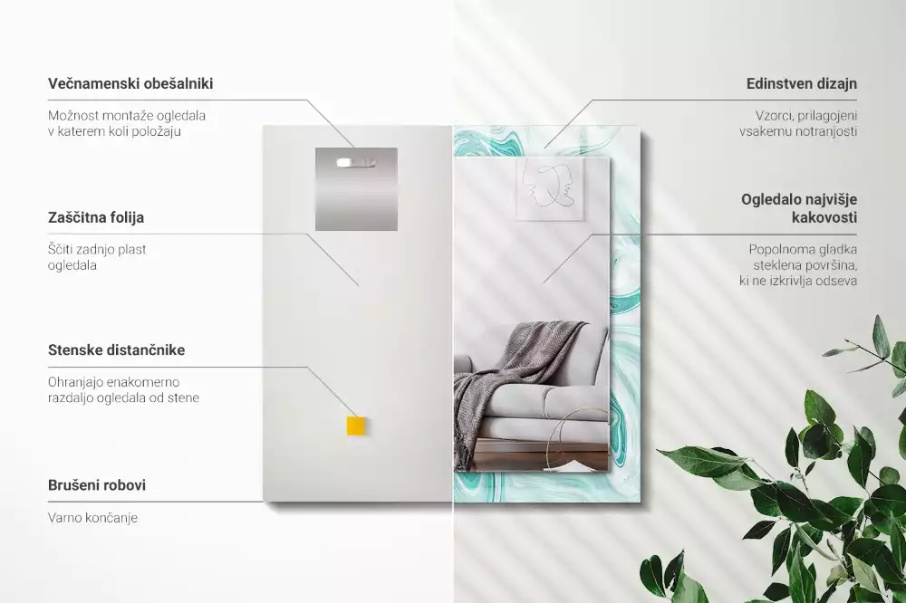 Decorațiuni perete cu oglindă Model marmură abstractă