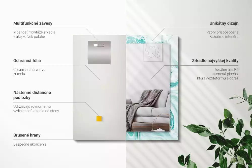 Decorațiuni perete cu oglindă Model marmură abstractă