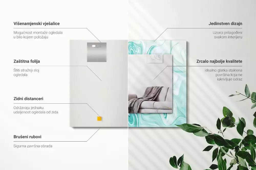 Decorațiuni perete cu oglindă Model marmură abstractă