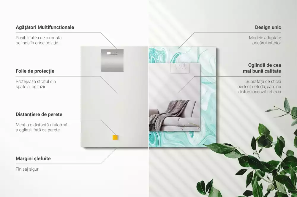 Decorațiuni perete cu oglindă Model marmură abstractă