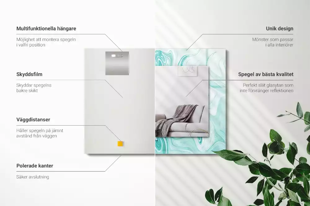 Decorațiuni perete cu oglindă Model marmură abstractă