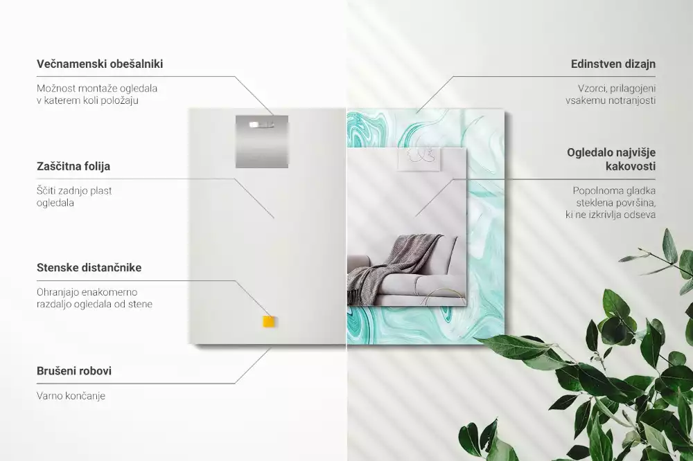 Decorațiuni perete cu oglindă Model marmură abstractă