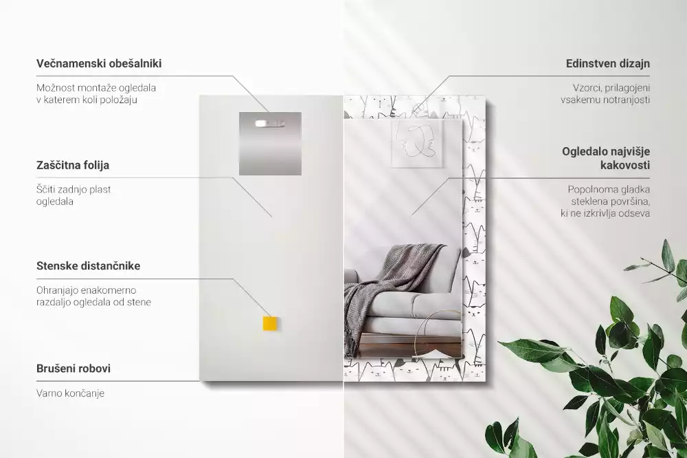 Oglindă imprimată Pisici vesele