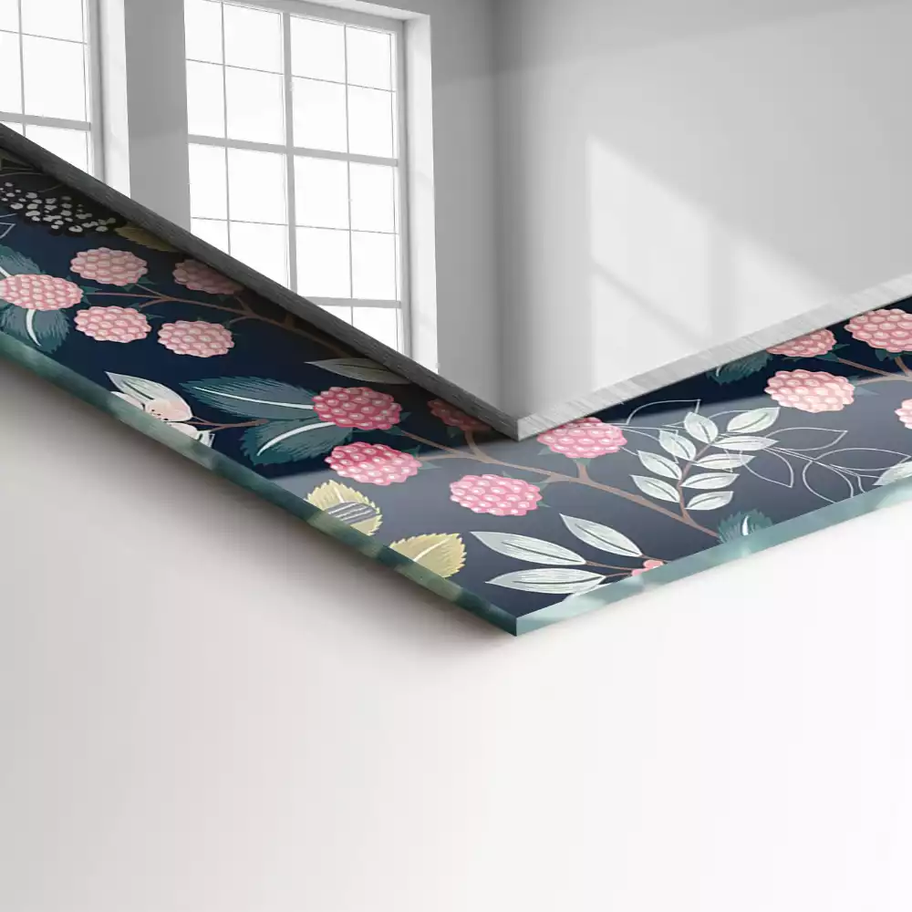 Decorațiuni de perete cu oglinzi Flori frunze păsări