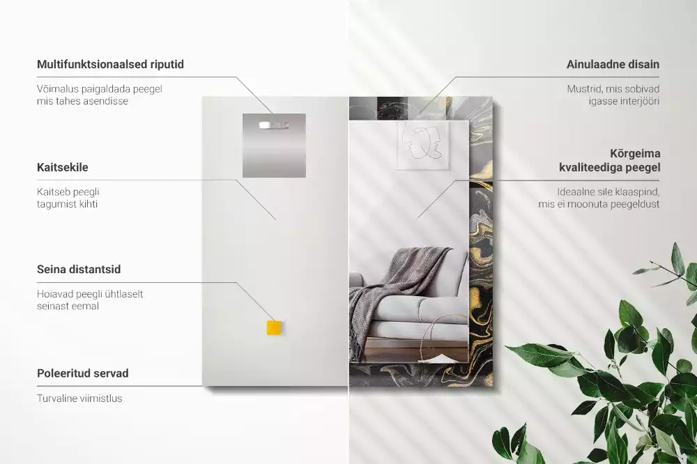 Decorațiuni perete cu oglindă Model marmură abstractă