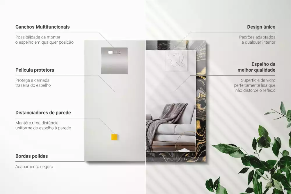 Decorațiuni perete cu oglindă Model marmură abstractă