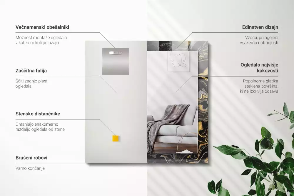 Decorațiuni perete cu oglindă Model marmură abstractă