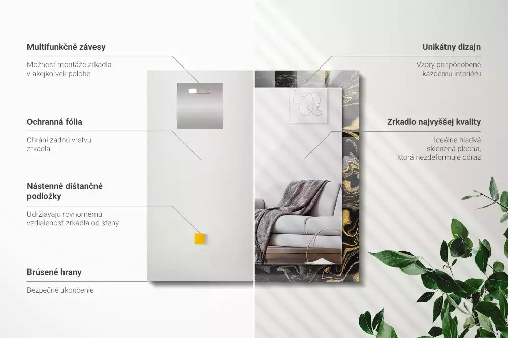 Decorațiuni perete cu oglindă Model marmură abstractă