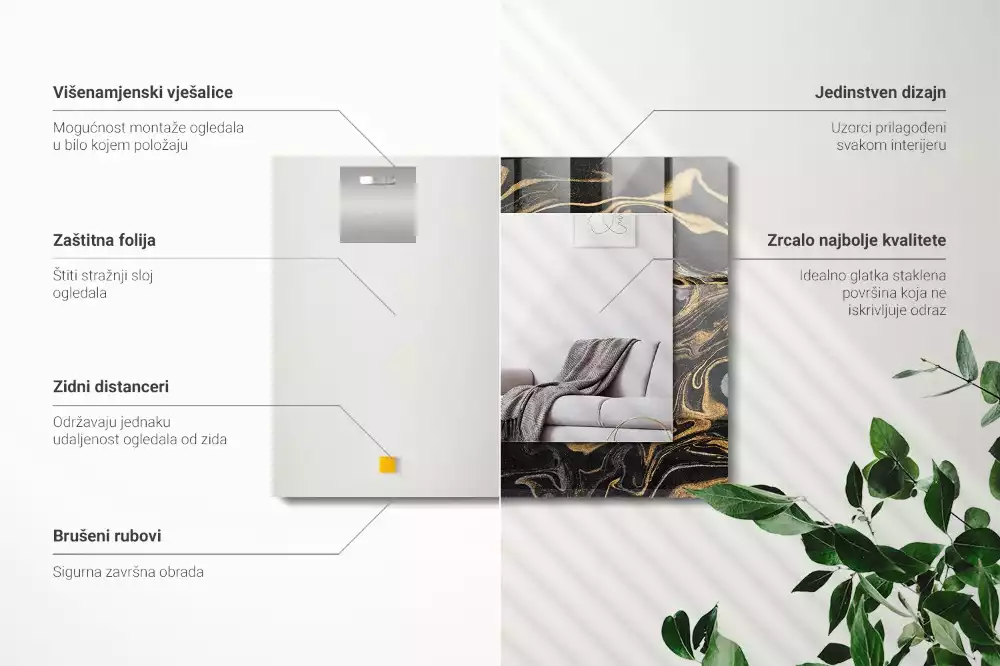 Decorațiuni perete cu oglindă Model marmură abstractă