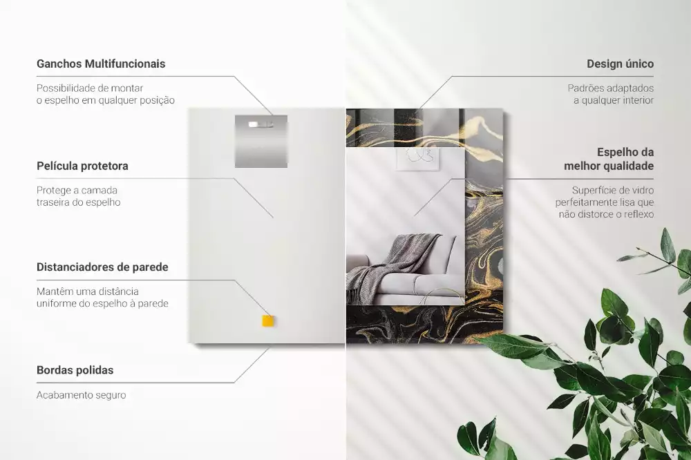 Decorațiuni perete cu oglindă Model marmură abstractă