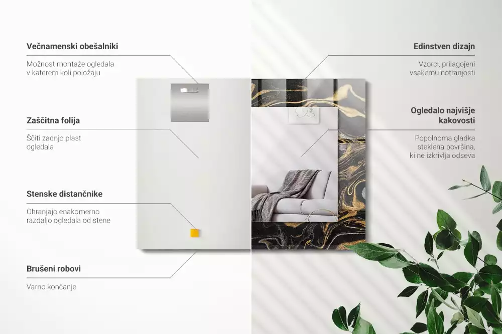 Decorațiuni perete cu oglindă Model marmură abstractă