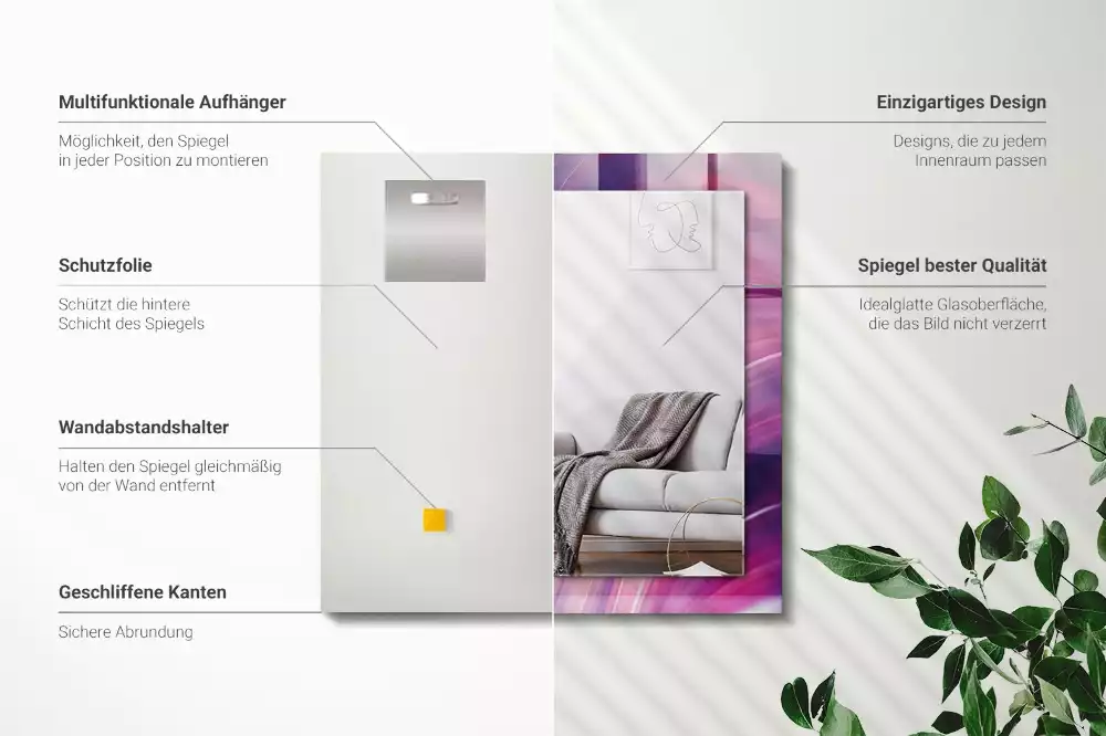 Decorațiuni de perete cu oglinzi Valuri colorate abstracte