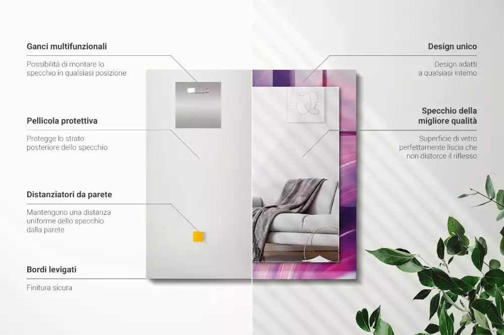 Decorațiuni de perete cu oglinzi Valuri colorate abstracte