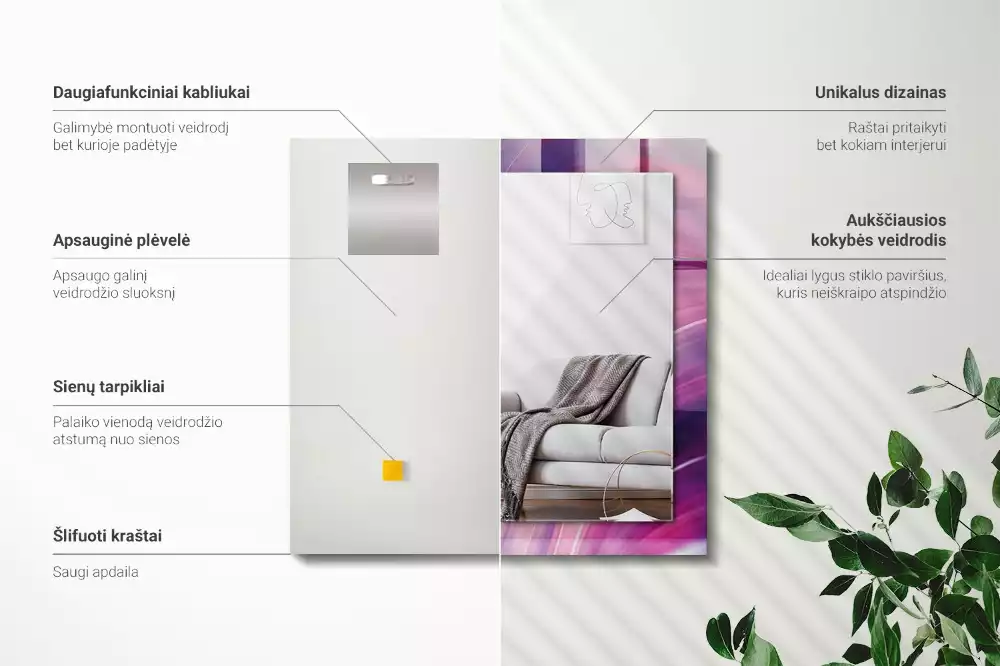 Decorațiuni de perete cu oglinzi Valuri colorate abstracte