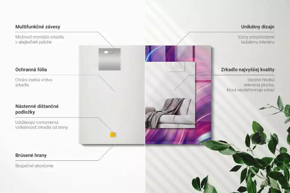 Decorațiuni de perete cu oglinzi Valuri colorate abstracte