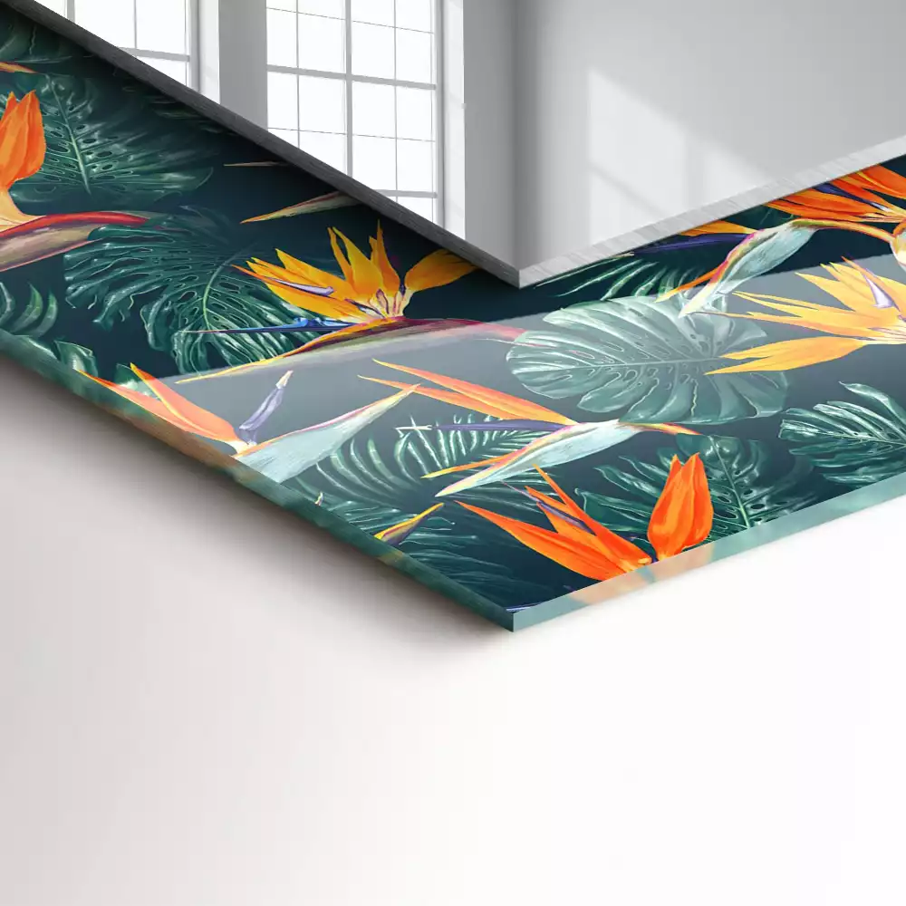 Decorațiuni perete cu oglindă Flori și frunze