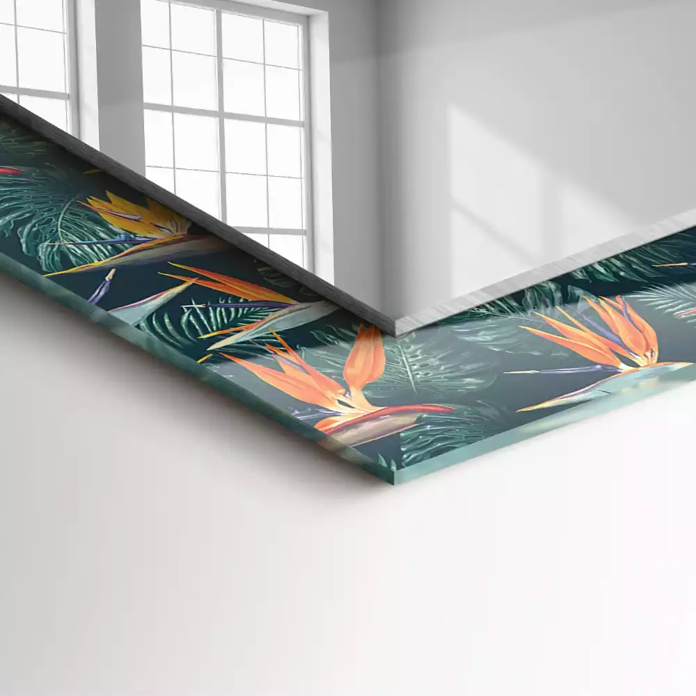 Decorațiuni perete cu oglindă Flori și frunze