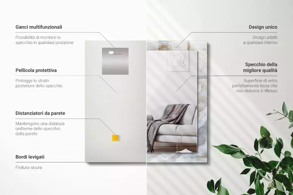 Decorațiuni de perete cu oglinzi Model marmură textură