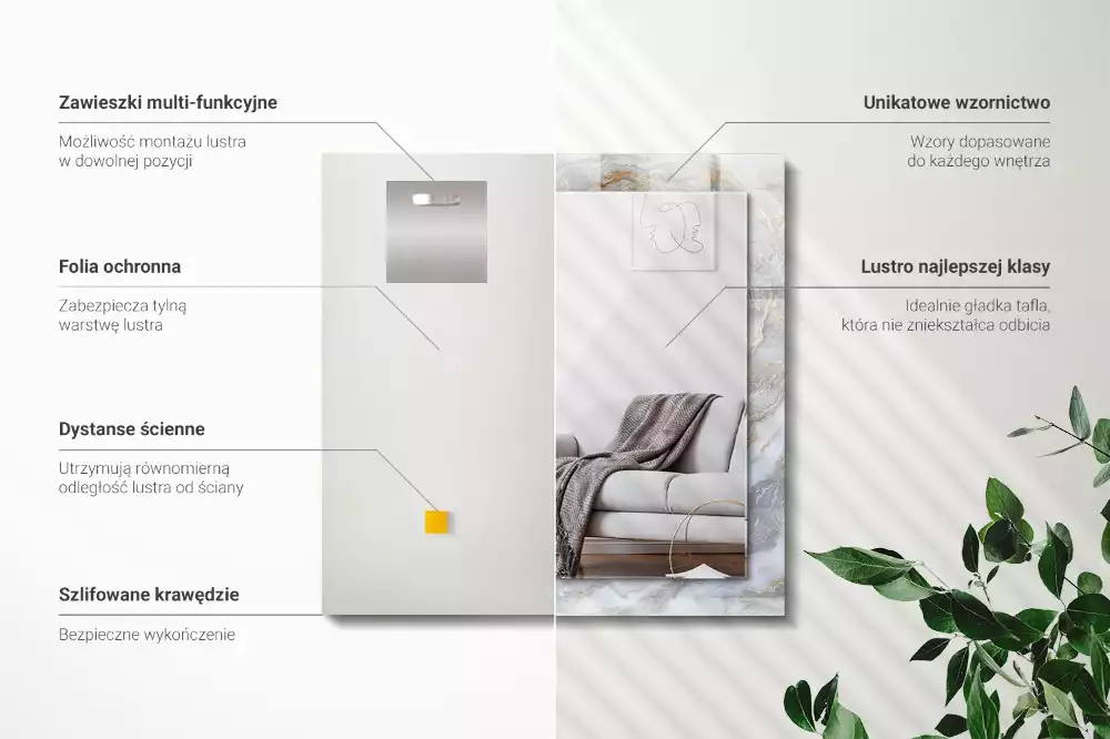 Decorațiuni de perete cu oglinzi Model marmură textură