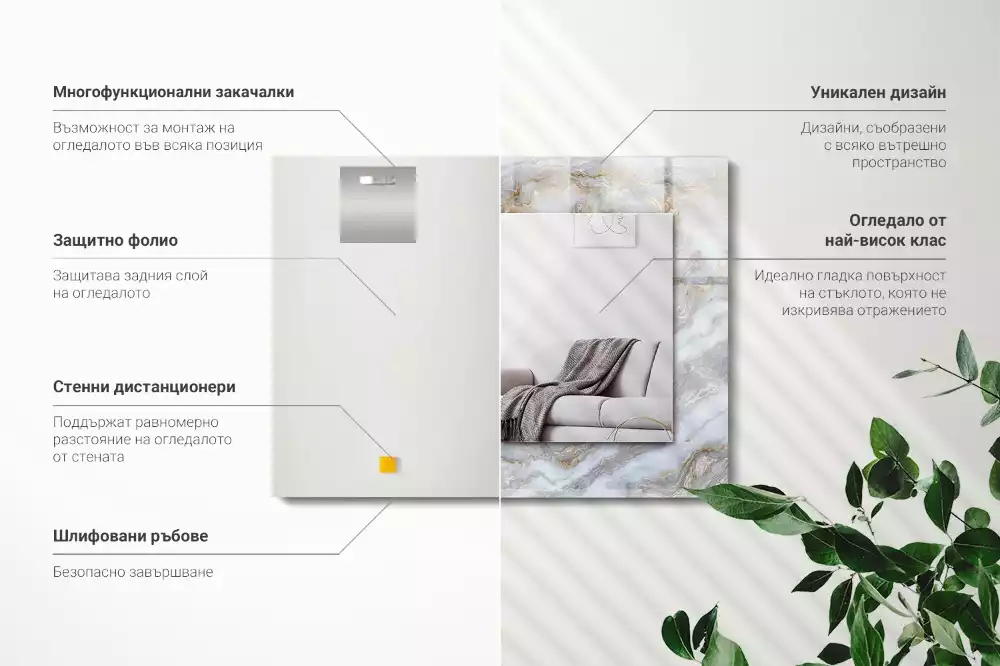 Decorațiuni de perete cu oglinzi Model marmură textură