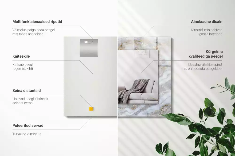 Decorațiuni de perete cu oglinzi Model marmură textură