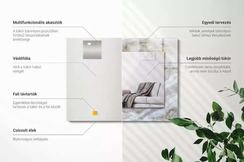 Decorațiuni de perete cu oglinzi Model marmură textură