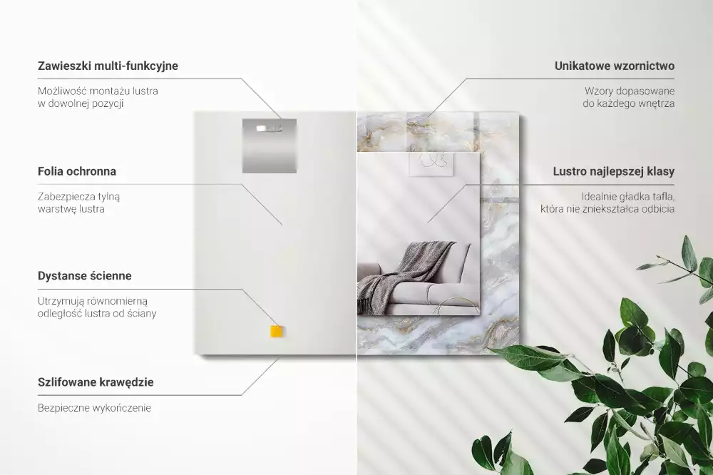 Decorațiuni de perete cu oglinzi Model marmură textură