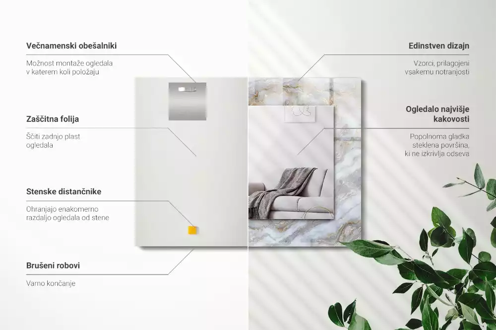 Decorațiuni de perete cu oglinzi Model marmură textură