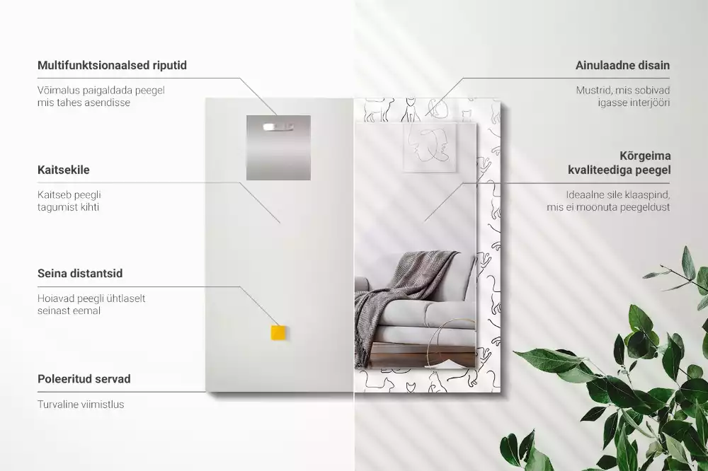 Oglindă imprimată Contururi de pisici